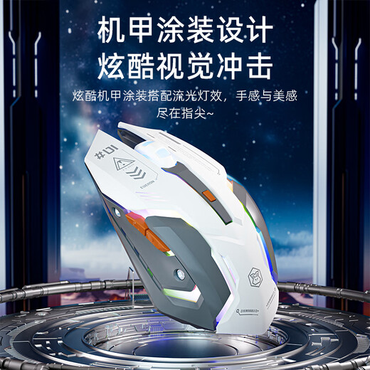 前行者G308无线鼠标可充电Typec静音蓝牙三模游戏电竞有线办公台式电脑笔记本2.4G通用外设 炫酷黑【无线双模版】RGB灯效