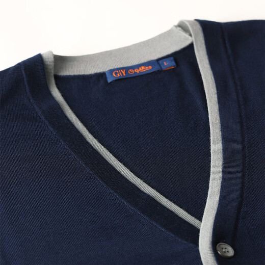 
GY goldlion GY cardigan men's autumn and winter sweater casual warm 100% pure wool cardigan knitted sweater men's nanny blue M