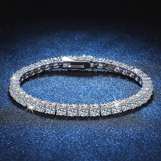 Guanpuge Fat Donglai same style pt950 platinum moissanite bracelet full of diamonds inlaid with four claw moissanite women's diamond jewelry light 18K gold-15cm x D-E/pole x 20 points LC/flawless under the mirror