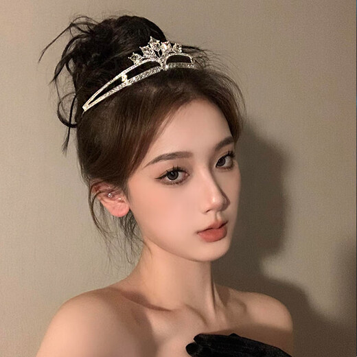 Bai Qixin crown tiara female 18-year-old crown hair accessories high-end princess bride proposal and certificate wedding accessories birthday gift large water drop crystal crown