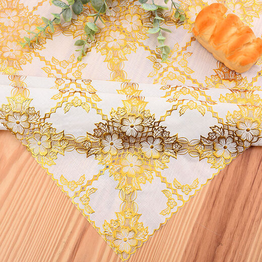 Yudou coffee table tablecloth waterproof, anti-scald and anti-oil dining table mat TV cabinet tablecloth tablecloth plastic bedside table cover rectangular peacock gold flower 135*220cm