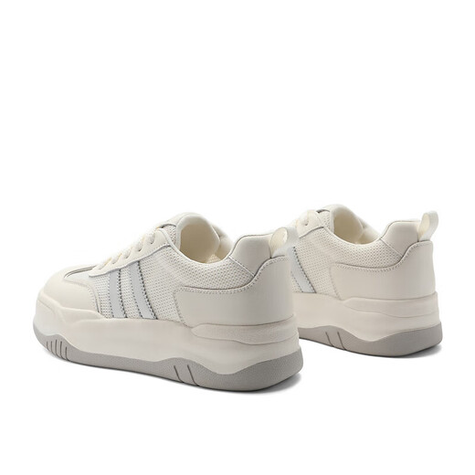 Belle chaussures blanches en mailles respirantes pour femmes, chaussures à semelles épaisses B1831BM4 Beige / Silver 38