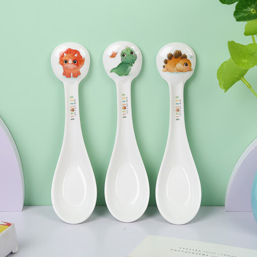 Wuhe Little Dinosaur Children's Bowl Spoon Baby Tableware Divided Tableware Dividing Plate Supplementary Food Bowl Eating Milk Cup Food Grade Melamine Material