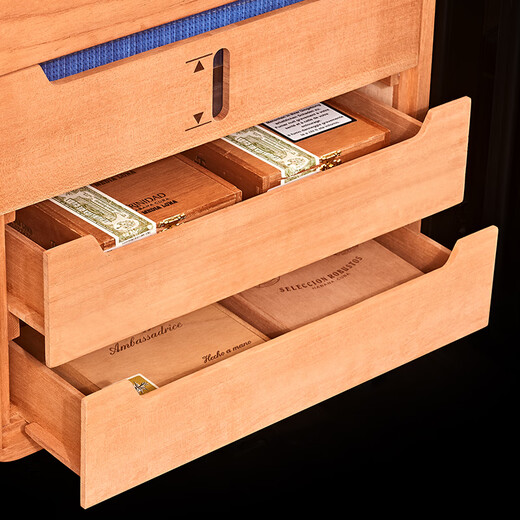 PULADI WIFI smart frequency conversion double-door cigar cabinet constant temperature and humidity red wine refrigerator ultra-thin temperature control and humidity control tobacco compressor cigar moisturizing cabinet arc retro frequency conversion red wine and cigar integrated cabinet three temperature zones 490L