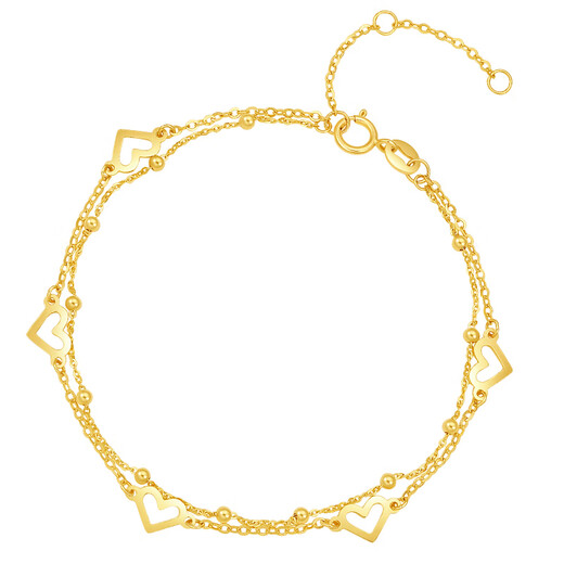 Saturday blessing yellow 18K gold bracelet women's love double-layered gold bracelet birthday gift C0712342 16+3cm