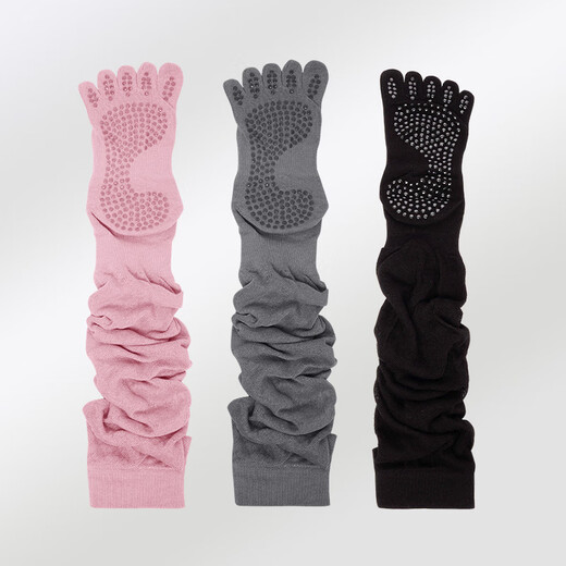 Huodiniao Yoga Socks Non-slip Professional Women's Long-Tube Pilates Five-Finger Socks Autumn and Winter Skipping Rope Fitness Sports Adult Floor Socks Any 2 Pairs Can Remark Color
