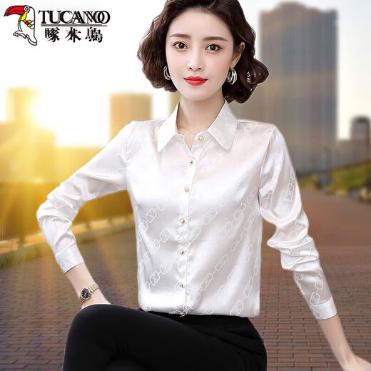 啄木鸟衬衫女衬衣女2025 雪纺长袖年春秋装新款气质洋气 WS_9889_粉色 L _【建议105-115斤】