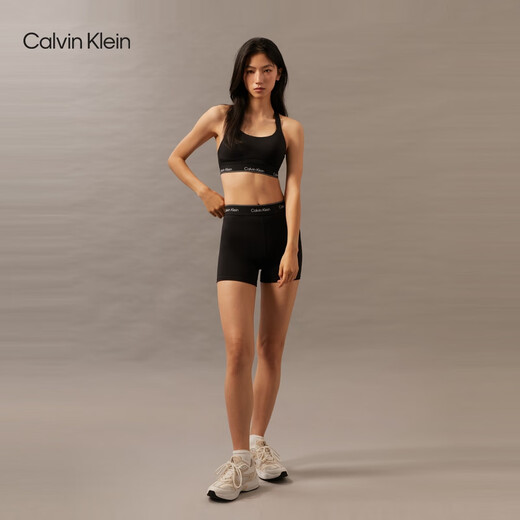 Calvin Klein Sports [Hydrink Quick Dry] Sommer Frauen CK High Taille Stretch Fitness Sports Reitshorts GWS4L728 BAE-SAME Black M.