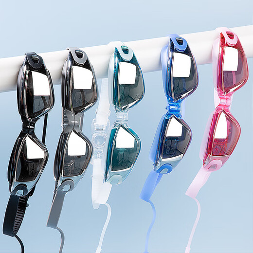 Shimeijia swimming goggles, professional anti-fog, wide-angle high-definition, fashionable electroplating, unisex, one-piece earplug swimming goggles, black and transparent