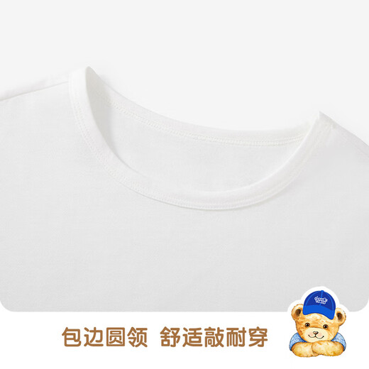 Classic Teddy精典泰迪童装儿童长袖T恤男童圆领上衣中大童时尚秋装 白色 140