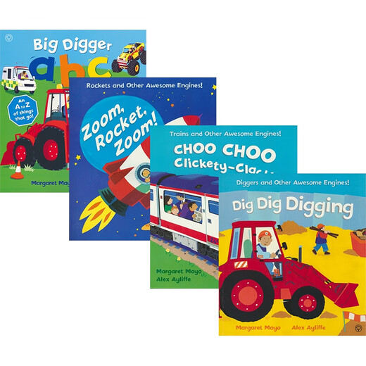 Awesome Engines Dig Diggging Choo Choo Clickety-Clack-Kinder-Transportpopulationswissenschaftsbilder 4 Bücher Englisch Lernen Aufklärungsbücher Ausgravator Original importierte Bücher Rocket Fly