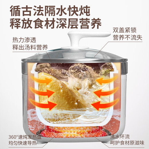 Tianji water-proof stew electric stew pot 4L steam bird's nest large capacity electric stew pot that can steam and stew household ceramic soup pot one pot five bladders with steamer multifunctional porridge artifact 40AG rapid steam-4L