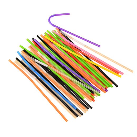 Babic disposable straws, independent beverage packaging, bendable artistic plastic thin straws 6mm*26cm*100