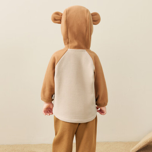 Mini Bala autumn new anti-static jacket for boys and girls, baby plush jacket, fleece jacket, light khaki 50307 130