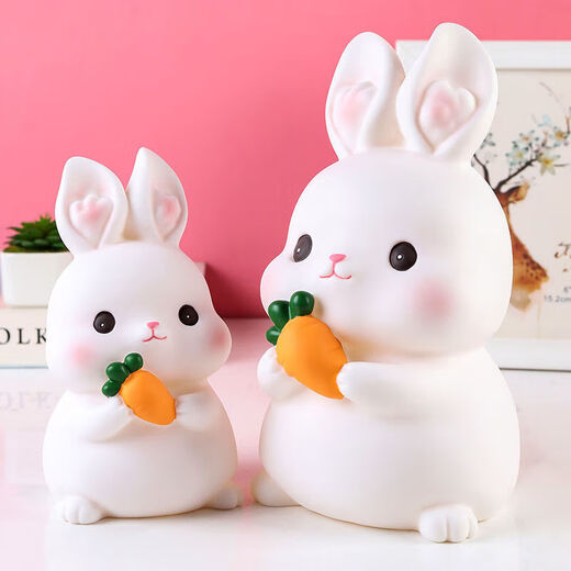New little rabbit piggy bank for children, anti-fall piggy bank for boys and girls, can be stored and retrieved, zodiac rabbit internet celebrity ornaments, rabbit hug paper wrapped with sugar, can be stored and retrieved
