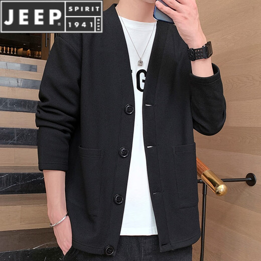 JEEP SPIRIT针织开衫男薄款2025春秋新款韩版潮流修身毛线衣外套纽扣毛衣外穿 6726深灰 4XL