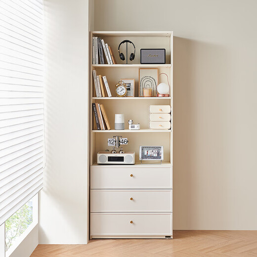 Quanyou Home Light Luxury Bookcase Floor-standing Wall Bookshelf Bedroom Storage Rack File Cabinet Storage Figure Display Storage Cabinet