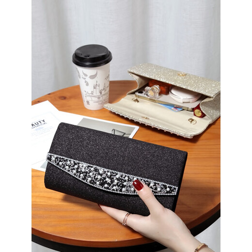 Kuqi Kangaroo Simple Fashion Versatile Temperament Diamond Clutch Women's 2025 Chinese Valentine's Day Dress Dinner Bag Celebrity Banquet Small Clutch Gold