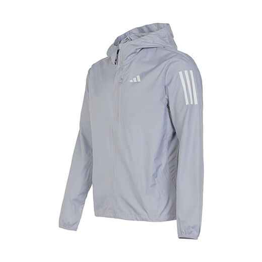 阿迪达斯 （adidas）外套男士2024夏季新款运动服跑步健身训练梭织连帽夹克休闲上衣 IN1484浅银 L