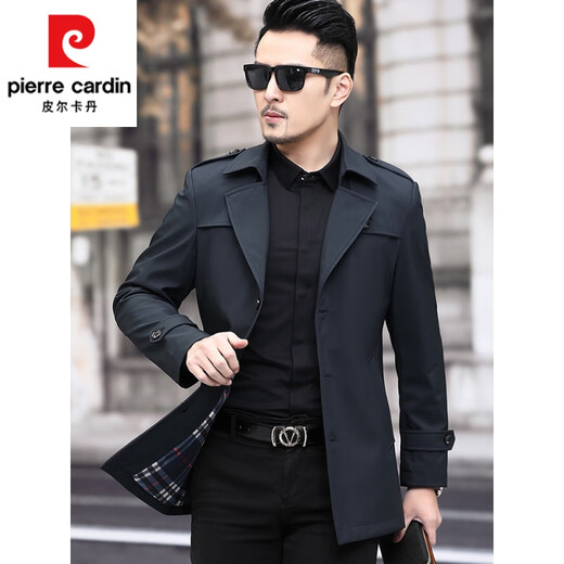 Pierre Cardin high-end men's windbreaker spring and autumn casual jacket slim short business versatile men's jacket fashion tops khaki 170/M recommended 100-125Jin Jin equals 0.5 kg