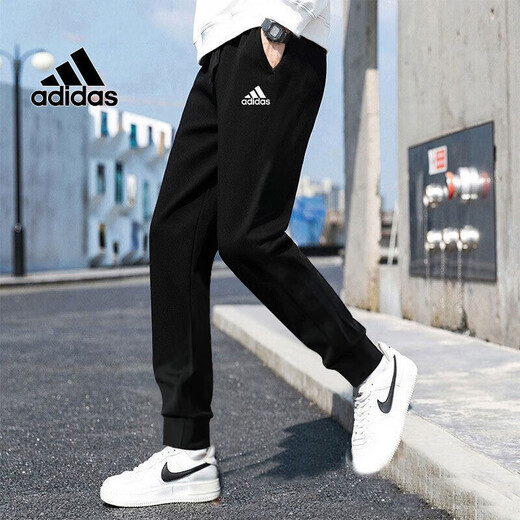 Adidas Men's Sports Cost Fitness Fitness Casual and Fashay Open-Basted Stand-Up Collar veste veste pantalon en tricot lâche H46101 + GK9226 / Black Trois bandes sur le côté de la veste L