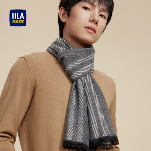 Heilan House Scarf Men's Winter Warm Scarf Birthday Gift for Dad Valentine's Day Gift for Boyfriend Gift Box Gray-Exquisite Gift Box