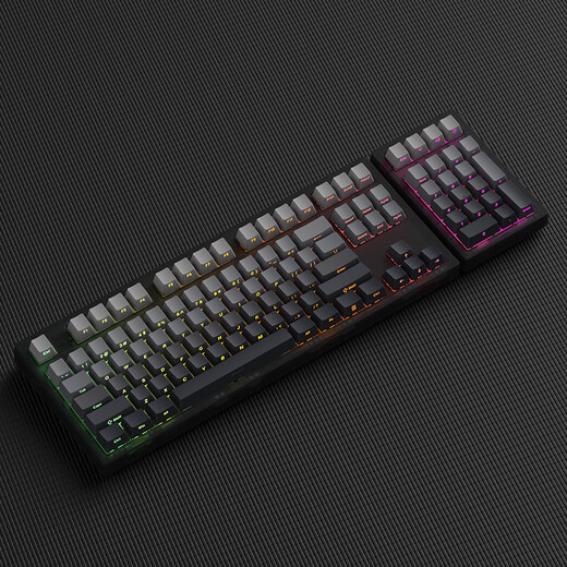 腹灵MK870Pro&MK-Pad 108键黑莓侧刻机械键盘三模黑曜石蓝牙有线无线蓝牙客制化电脑游戏办公 三模黑曜石（含MK-Pad）-墨影侧刻 KTT茶轴