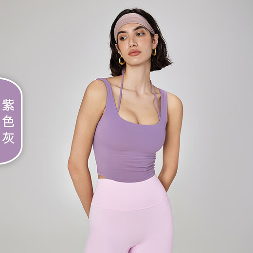 LULUUVTTOH summer beautiful back sports vest women's yoga top with chest pad for outer wear running shockproof Pilates fitness underwear for women blue M