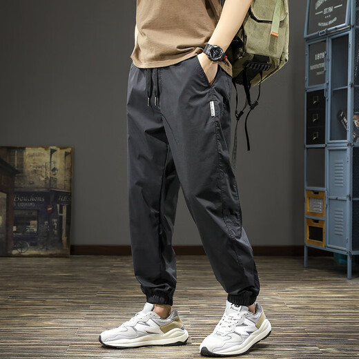 
JEEP SPIRIT workwear casual pants men summer ties loose slim pants men large size sports Harem trousers 9510 black XL