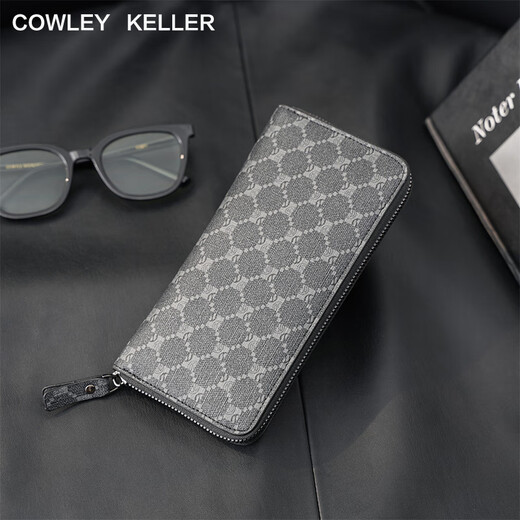 Cowley Keller Wallet Herren Langer Reißverschluss Brieftasche Münzbrieftasche große Kapazität Multi-Card-Kupplungsbeutel Mobiltelefonkartentasche CK Gray (verbesserte Version) 20*2*10 cm