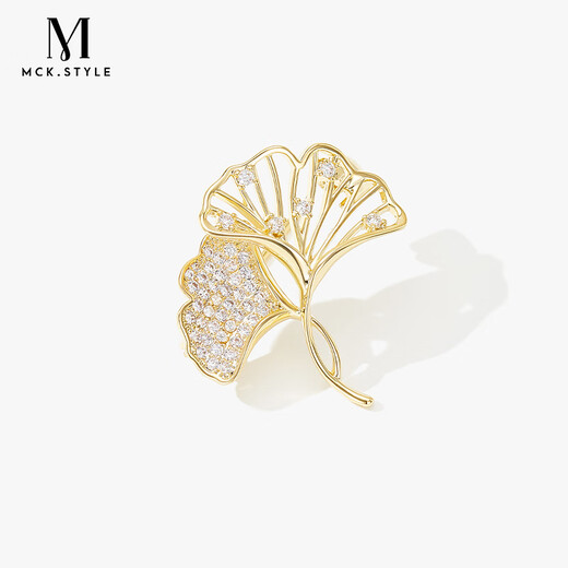 Mck retro ginkgo leaf brooch women's high-end corsage suit clothes pin accessories Chinese Valentine's Day gift