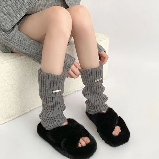 Wanshang Socks Metal Label Milk White Sock Covers Japanese Women's Autumn and Winter American Retro Coffee Brown Flap Pile Sock Covers Milk White One Size