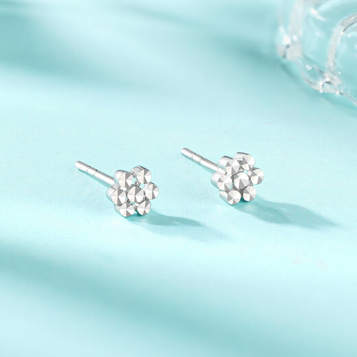 Liuguifu Jewelry PT950 Platinum Earrings Flowery Sparkling Platinum Stud Earrings for Women PT0200065 0.85g