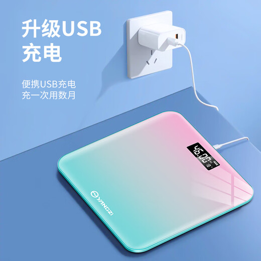 扬子体重秤 电子秤人体脂家用高精准度称重器 精准体重秤/渐变色/USB充电款