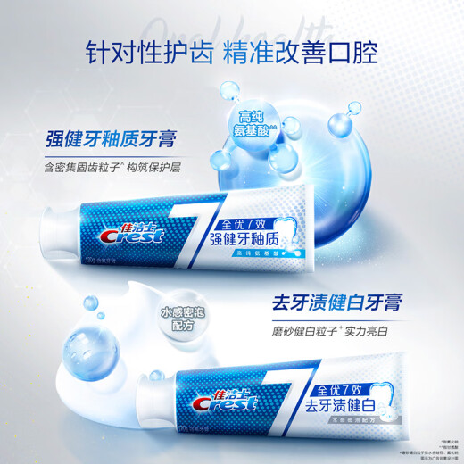 佳洁士（CREST）全优7效含氟牙膏7效合1防蛀固齿长效清新口气家庭家用囤货 【强健牙釉质】120g