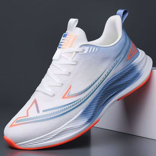 
Men's shoes for spring and summer new style flying woven breathable mesh running shoes soft sole shock-absorbing men's sports trendy shoes LS-826 blue and black 44