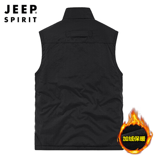 JEEP SPIRIT Jeep vest men's jacket men's spring and autumn velvet outdoor casual sleeveless vest top men's khaki 2XL