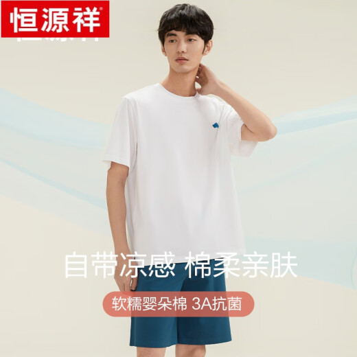 
Hengyuanxiang couple pure cotton pajamas men cool summer shorts shorts breathable thin style outdoor wear home clothing suit for women men 16751 M