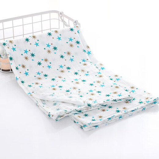 9i9 baby towel pure cotton summer thin anti-hop swaddle towel newborn gauze towel baby delivery room single hug quilt blue