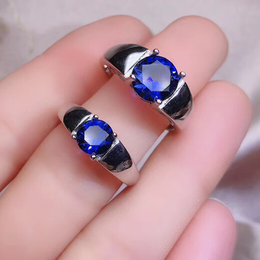 Fat Donglai's same style sapphire ring for men Sri Lankan sterling silver plated 24 round tanzanite men's ring live ring main stone 6.0mm