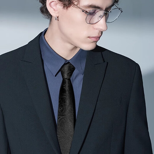 NEWFIONA TIE Men's Black Formal Business Camiseta informal de mano tocando a mano un regalo de moda británico Dando un estilo de cremallera de novio sin golpear flor de anacardo negro [estilo de cremallera de 7 cm]