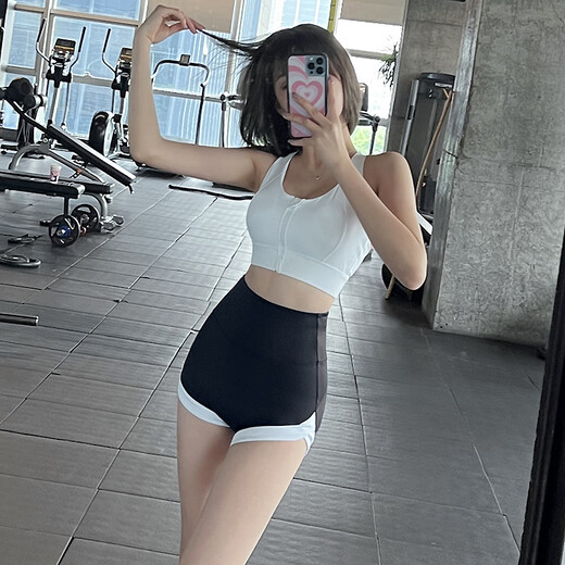 猪小耙（ZHUXIAOPA）瑜伽短裤女高腰健身紧身保暖裤蜜桃提臀健身裤运动综合训练三分裤 牛油果色 S