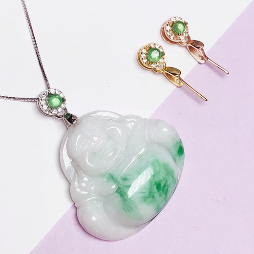Fat Donglai's same style 18k gold jade buckle pendant Buddha jade joint melon seed connecting buckle lanyard necklace style 6 white gold