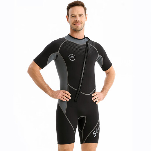 Sharbat men's swimsuit and wetsuit one-piece 1.5MM thickened cold-proof and warm freediving outdoor surfing suit snorkeling equipment gray 1.5MM L (recommended 110-130Jin Jin equals 0.5kg)