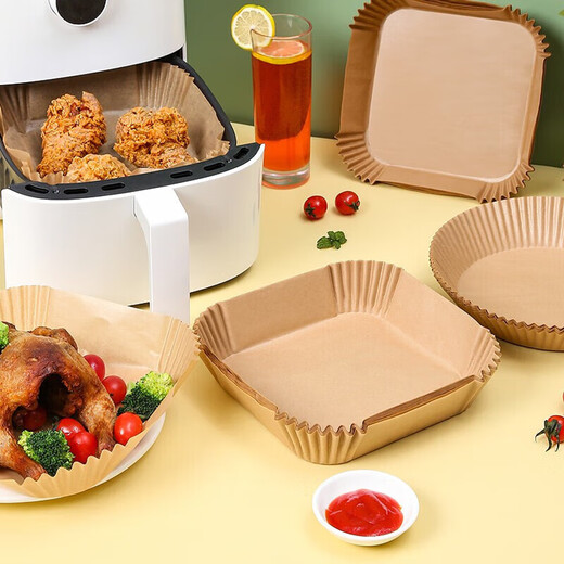 Jidaocook air fryer special paper square silicone oil absorbent paper French fries fried chicken barbecue paper baking oven fryer paper natural color (universal) square air fryer paper 50 sheets