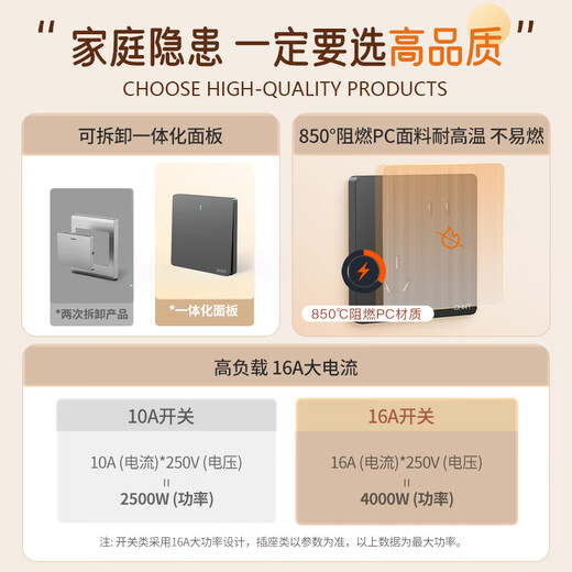正泰（CHNT） 开关插座6C墙壁开关面板电源 奶油风五孔插座暗装USB插座 深灰色 【热销】正五孔10只装