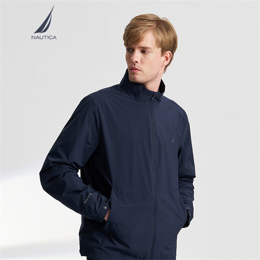 诺帝卡（NAUTICA）【单件直降】春夏防轻溅水立领经典商务休闲薄外套夹克男JE4301-N 藏青4NV M