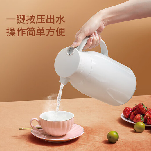 JEKO&JEKO thermos kettle household thermos thermos kettle dormitory large capacity boiling water bottle glass liner 1.6L light gray