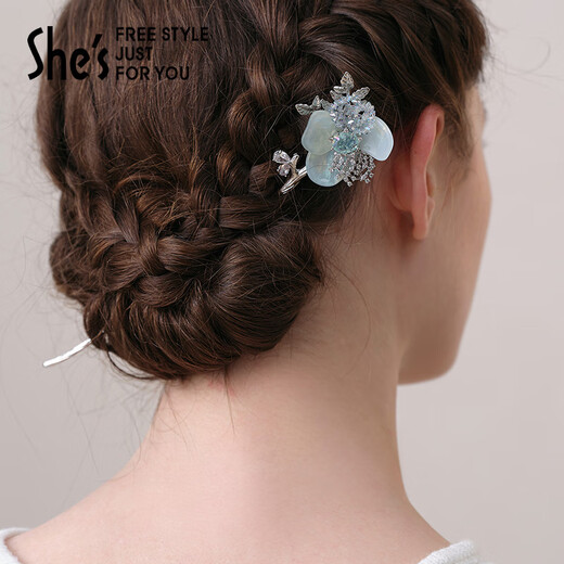 She s Akiko Barbie Original Rose New Chinese Hairpin Ball Hairpin Ancient Style Hairpin Hair Accessory Birthday Gift for Women Mint Green C0