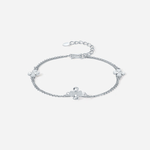 Saturday Fu PT950 platinum bracelet for women platinum four-leaf clover birthday gift B0715213 about 3.34g 16+3cm
